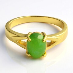 Anello placcato in oro con Crisoprasio Imperiale