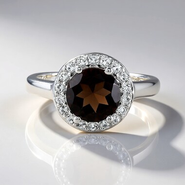 Zilveren ring met een rookkwarts