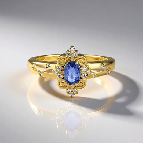 Anello in argento con Zaffiro Ceylon Blu (non riscaldato)