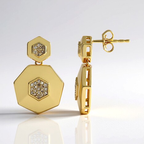 Orecchini in argento con Diamante Champagne I2