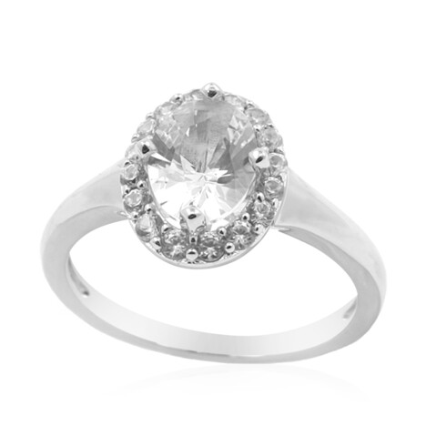 Zilveren ring met een danburiet