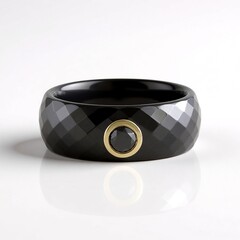 Anello in ceramica con Diamante Nero