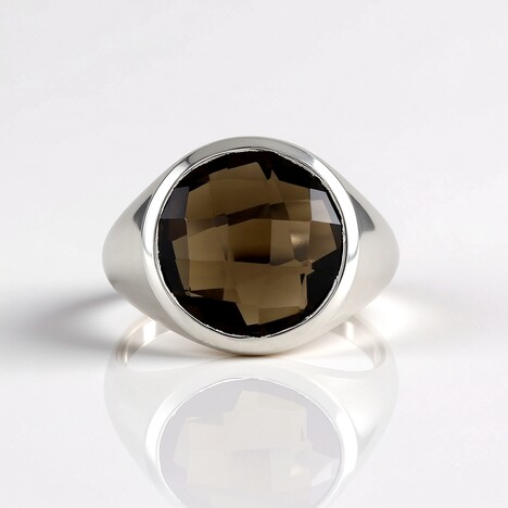Anello in argento con Quarzo Fumè