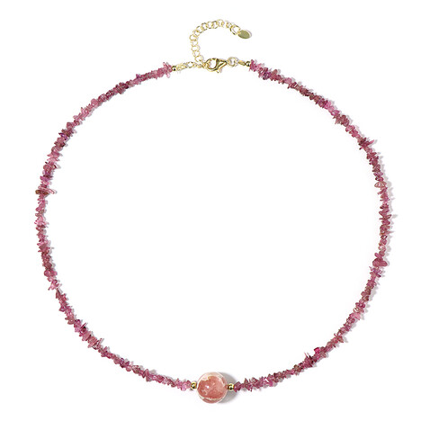 Zilveren halsketting met een rhodochrosiet (Riya)
