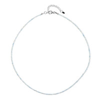 Zilveren halsketting met aquamarijnstenen