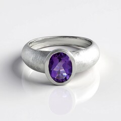 Bague en argent et Améthyste de Zambie