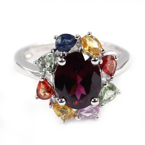 Rhodolith-Silberring