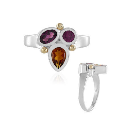 Anello in argento con Citrino Madeira (Granulieren)