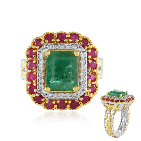 Zilveren ring met een Zambia-smaragd (Gems en Vogue)