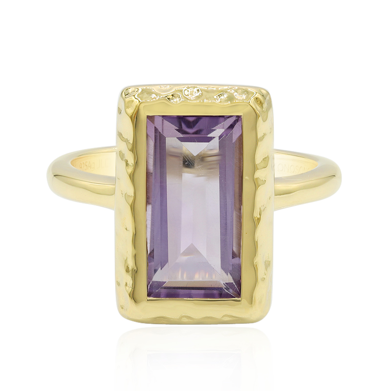 Bague Dolly-Bijoux En Plaqué Or 18K Avec Améthyste Lavande Et Diamants Cz - Taille 56