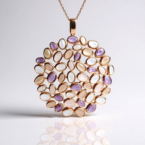 Collana in argento con Pietra di Luna Bianca (KM by Juwelo)