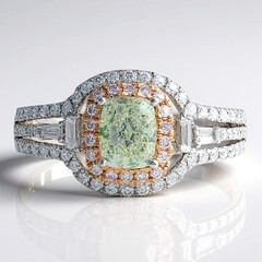 Anello in oro con Diamante Verde SI2