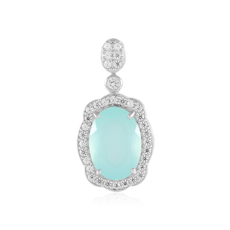 Pendentif en argent et Calcédoine d'eau
