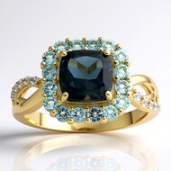 Anello in oro con Topazio Blu Londra (de Melo Gold)
