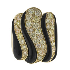 Gouden ring met zwarte onyxen (CIRARI)