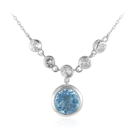 Collier en argent et Topaze bleu ciel