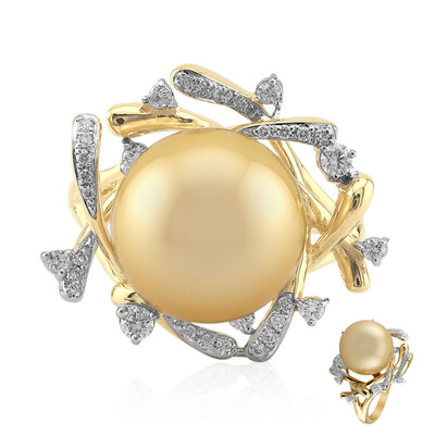Anello in oro con Perla Dorata dei Mari del Sud Kabira (TPC)