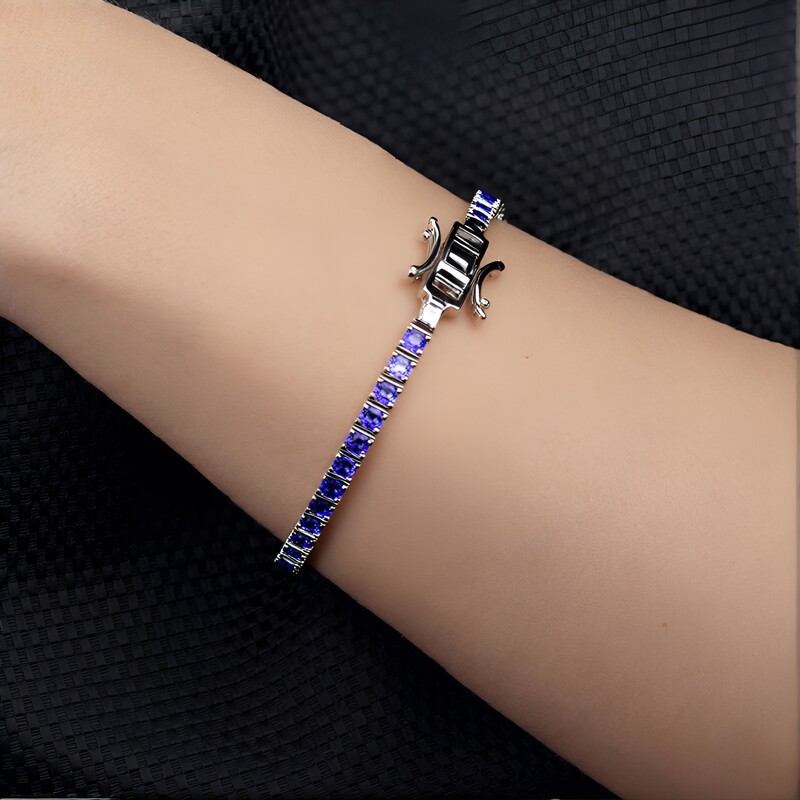 Tansanit-Silberarmband (Gems en Vogue)