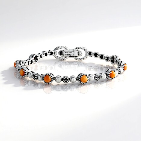 Bracciale in argento con Conchiglia di Ostrica Spinosa Arancione (Desert Chic)