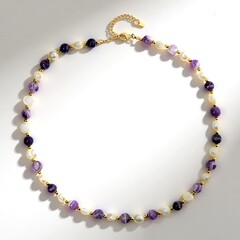 Collana in argento con Ametista Chevron (Riya)