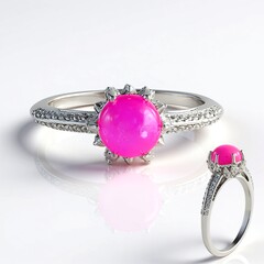Anello in argento con Opale Rosa dell'Etiopia