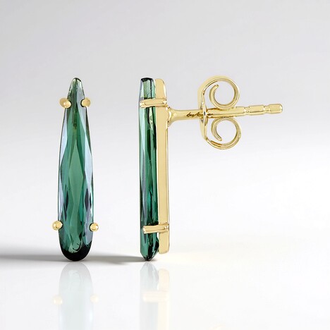 Boucles d'oreilles en or et Tourmaline verte du Brésil (de Melo Gold)