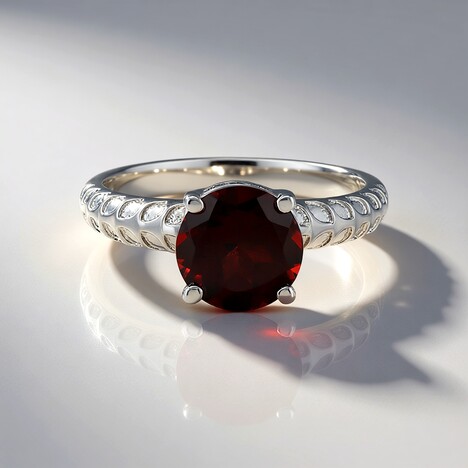 Anello in argento con Granato Mozambico