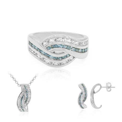 Londonblauer Topas-Silberset