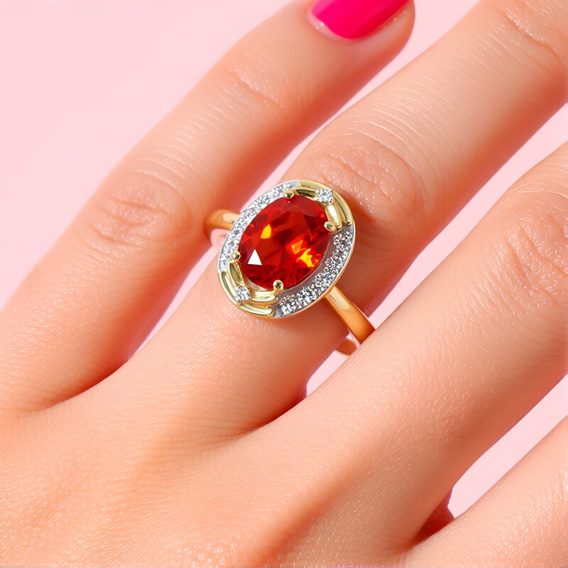 Gouden ring met een AAA Mexicaanse vuur opaal