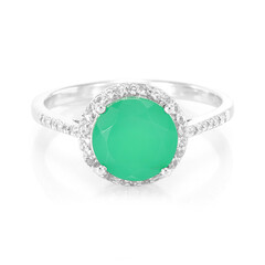 Anillo en plata con Calcedonia verde