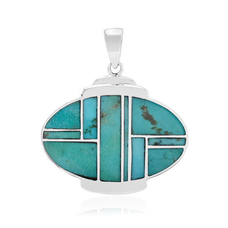 Zilveren hanger met Blauwe Kingman Mohave Turkooisen (Jones Lee)