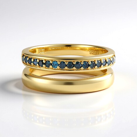Anello in argento con Diamante Blu I2