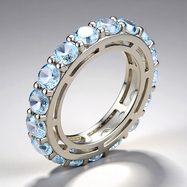 Bague en argent et Topaze bleu ciel