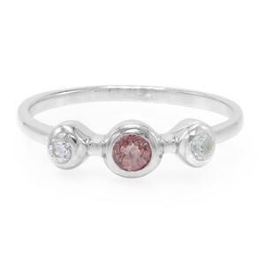 Anillo en plata con Zafiro Padparadscha