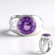 Anillo en plata con Amatista de Uruguay (de Melo Essence)