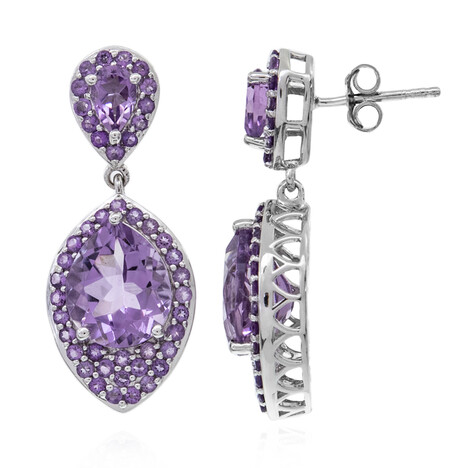Boucles d'oreilles en argent et Améthyste Rose de France