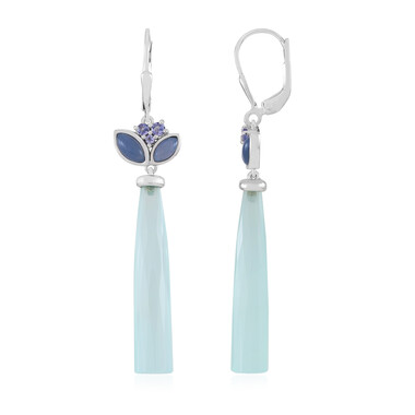 Boucles d'oreilles en argent et Calcédoine d'eau (KM by Juwelo)