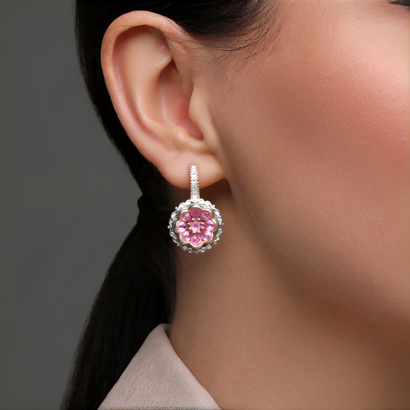 Pendientes en plata con Espinela rosa (Gems en Vogue)