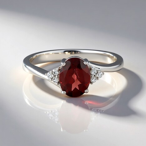 Anello in argento con Granato Mozambico
