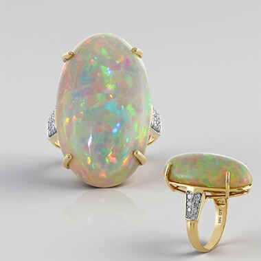 Anello in oro con Opale di Welo AAA (AMAYANI)