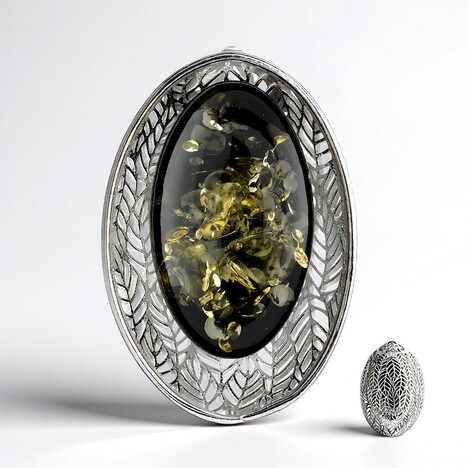 Ciondolo in argento con Ambra Baltica Verde (dagen)