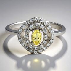 Anello placcato in platino con Apatite Gialla