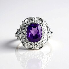 Anello in argento con Ametista Zambiana