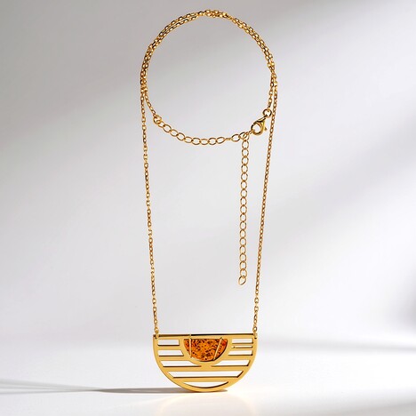 Collana in argento con Ambra Baltica Cognac (dagen)