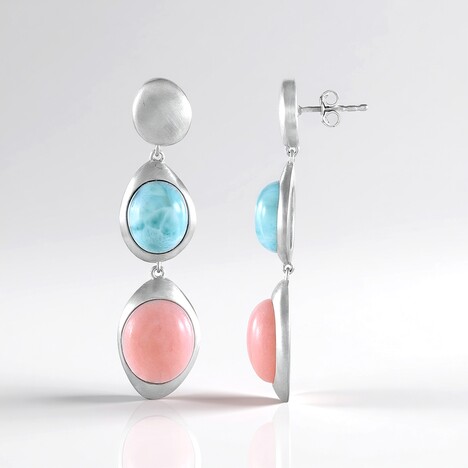 Boucles d'oreilles en argent et Opale rose (de Melo Essence)