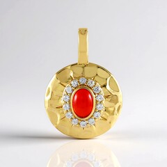 Ciondolo in argento con Opale Rosso dell'Etiopia