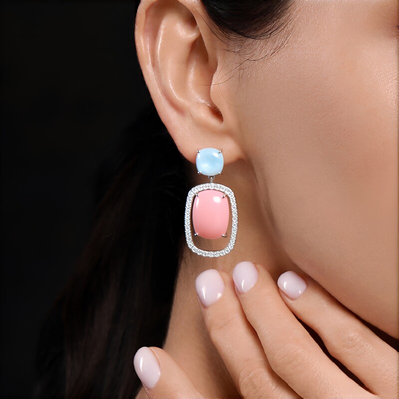 Orecchini in argento con Opale Rosa (de Melo Essence)