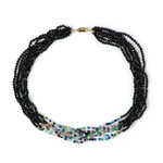 Zilveren halsketting met zwarte spinelstenen (Riya)