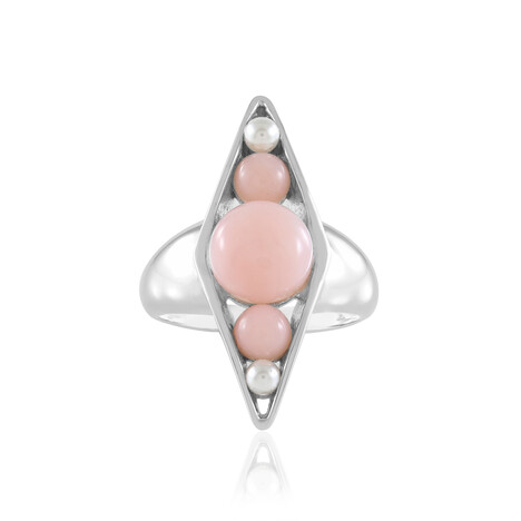 Zilveren ring met een roze opaal (de Melo Essence)