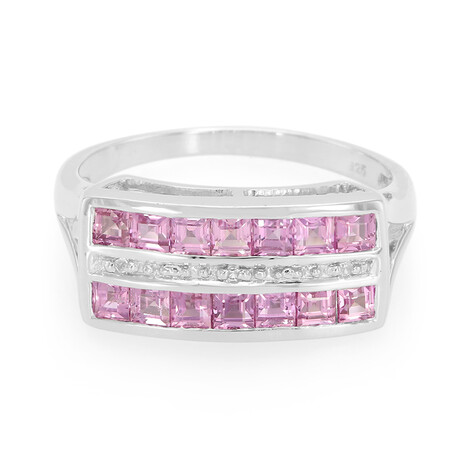 Zilveren ring met Ceylon roze saffieren